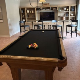pool table in a bright room