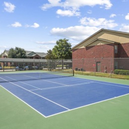 outdoor tennis court area